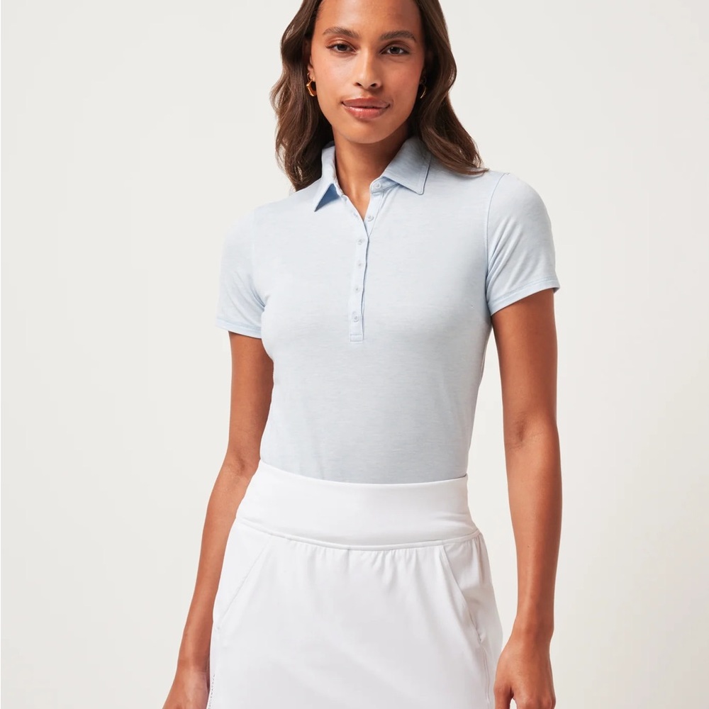 TravisMathew Featherweight Active Polo Heather Kentucky Blue Large